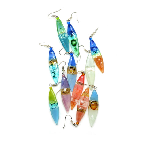 Long Glass Almond Earrings - Isleitudes