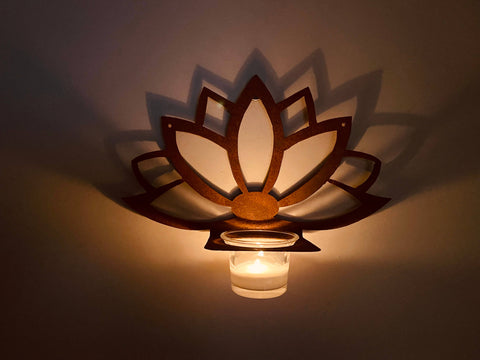 Rustic Patina Lotus Sconce w/ Votive Candleholder - Isleitudes
