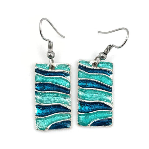 Pewter Earrings with Color Enamel - Teal/Aqua - Isleitudes