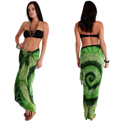Green Swirl Tie Dye Sarong - Isleitudes