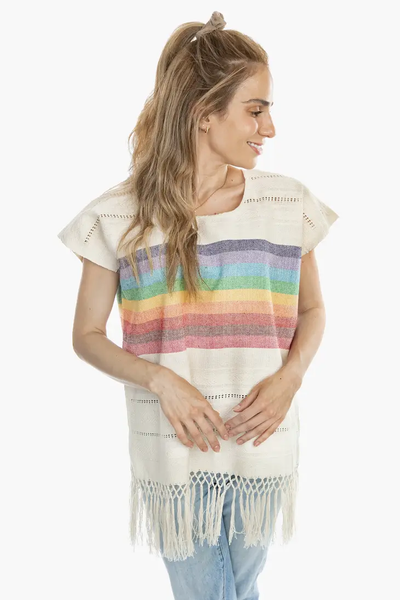 Rainbow Huipil Blouse - Isleitudes
