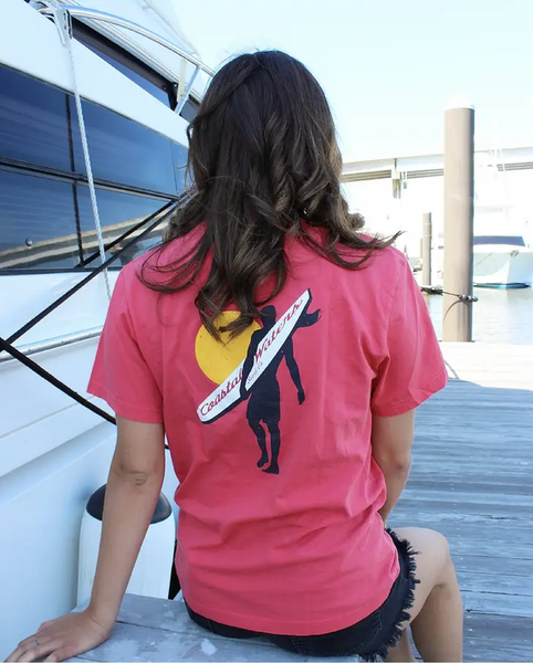 Surfer Coastal Waters Pocket Tee - Faded Red - Isleitudes