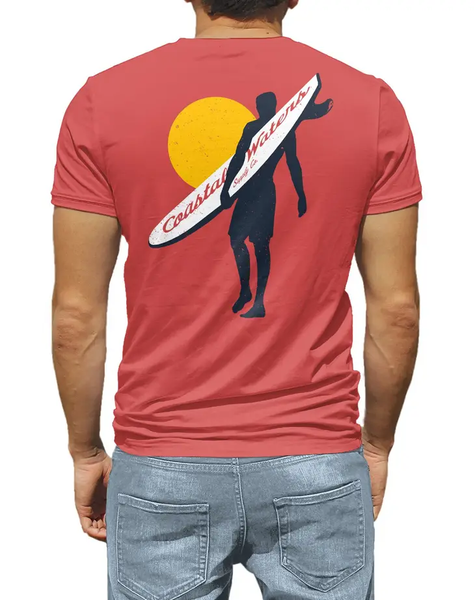 Surfer Coastal Waters Pocket Tee - Faded Red - Isleitudes