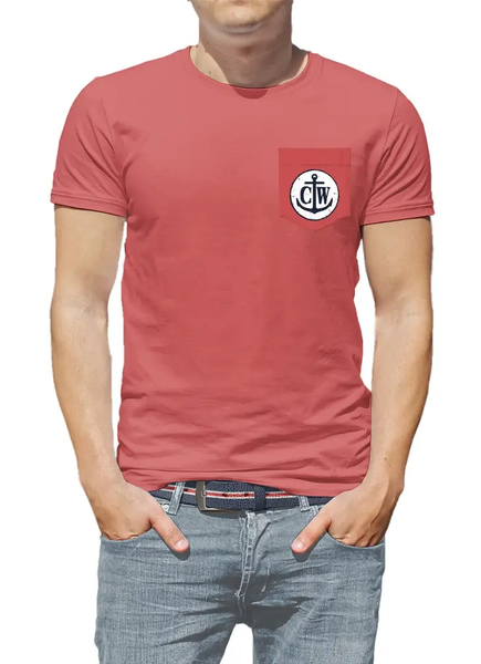 Surfer Coastal Waters Pocket Tee - Faded Red - Isleitudes