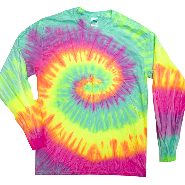 Minty Rainbow Long Sleeve Tie Dye T-Shirt - Isleitudes