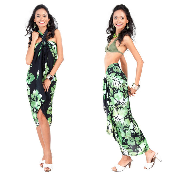 Sarong - Smoked* Hibiscus Floral - Green - Isleitudes