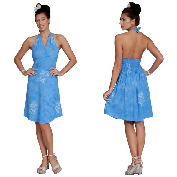 Dress - Sundress With Halter - Hibiscus Blue - Isleitudes